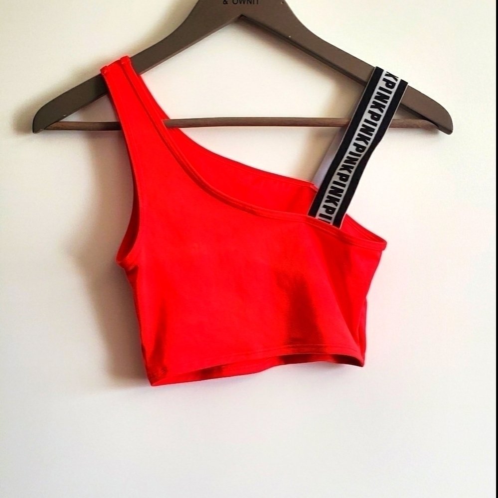 PINK Red One Shoulder sports bra Size XS - Picture 4 of 5